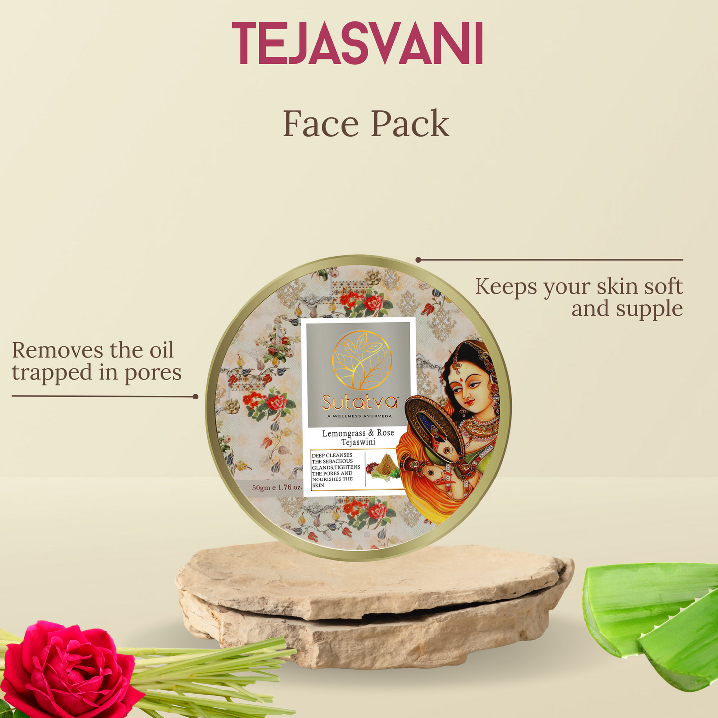 Lemongrass & Rose Face Pack ( Tejaswini )